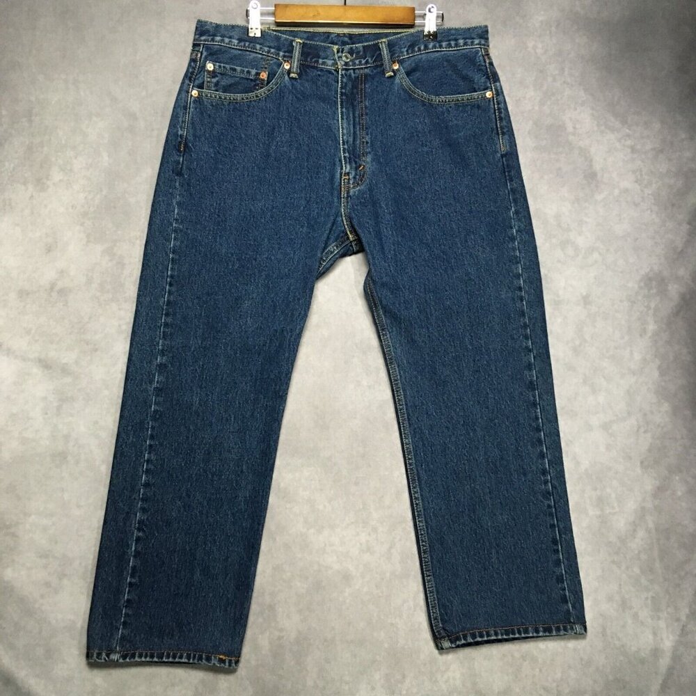 Levis Mens 505 Regular‎ Fit Blue Jeans size 38x28 Cotton Denim Pants Zipper Fly - Picture 4 of 16